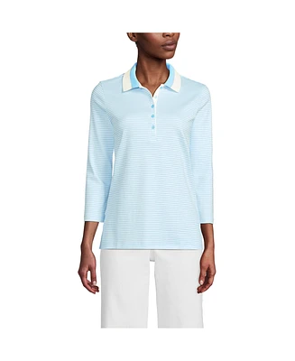 Lands' End Women's 3/4 Sleeve Supima Cotton Polo Shirt