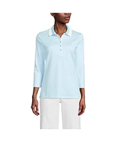 Lands' End Women's 3/4 Sleeve Supima Cotton Polo Shirt