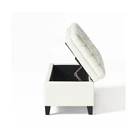 Pu Leather Storage Bench Classic Tufted Ottoman Multifunctional Bedroom and Living Room Bench-The Pop Home