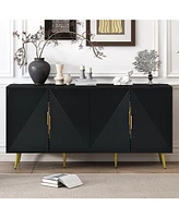 Stylish Sideboard with Wave Geometric Design, Conical Legs, Adjustable, Suitable for Study, Entryway and Living Room