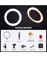 Neewer 55W 18"/45cm Ring Light Kit New Version, 5600K 0-100% Dimming Led Selfie Light with Light Stand and Phone Holder for Makeup Lash Tattoo Ba