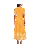 Lands' End Women's Tiered Cotton Poplin Eyelet Maxi Dress