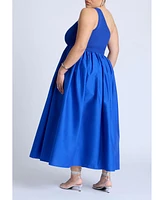 Eloquii Plus Sweater Bodice Poplin Dress