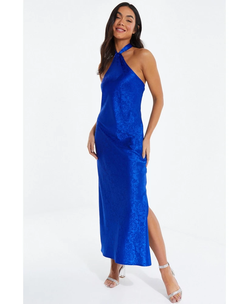 Quiz Women's Satin Halter Neck Maxi Dress
