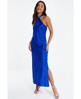 Quiz Women's Satin Halter Neck Maxi Dress