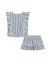 Tommy Hilfiger Toddler and Little Girls 2-Piece Striped Jacquard Ruffled Skirt Set