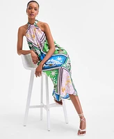 I.n.c. International Concepts Women's Scarf-Print Halter Midi Dress, Exclusively at Macy's