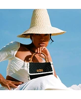 Airmail Mini Crochet Handbag In Black & White