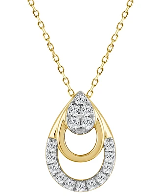 Diamond Triple Pear Openwork Pendant Necklace (1/8 ct. t.w.) in 14k Gold, 16" + 2" extender