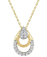 Diamond Triple Pear Openwork Pendant Necklace (1/8 ct. t.w.) in 14k Gold, 16" + 2" extender