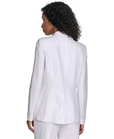 Calvin Klein Women's Pinstriped One-Button Blazer