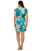 Adrianna Papell Women's Printed Sarong-Skirt Faux-Wrap Dress