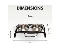 Country Living Rustic Dog Bone Elevated Feeder with 2 Stainless Steel Bowls (2 qts Each)