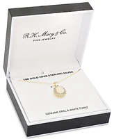 18" Opal (1-1/2 ct. t.w.) and White Topaz (5/8 ct. t.w.) Pendant Necklace in 18k Gold-Plated Sterling Silver