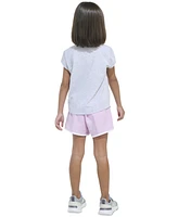 adidas Toddler and Little Girls 2-Piece Cap Sleeve Heather T-Shirt Woven Short Set