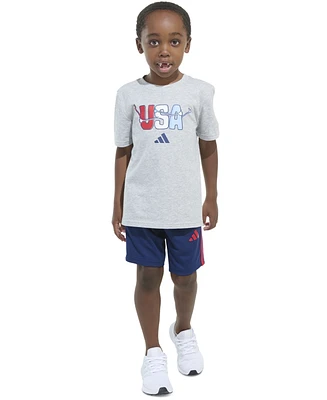 adidas Toddler & Little Boys Graphic T-Shirt Stripe Shorts