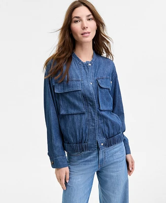 Tommy Hilfiger Women's Chambray Utility Bomber Jacket
