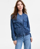 Tommy Hilfiger Women's Chambray Utility Bomber Jacket