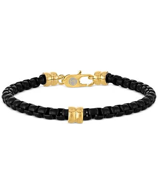 Esquire Men's Jewelry Box Link Chain Bracelet in Black & Gold-Tone Ion Plated Stainless Steel, Exclusively at Macy's
