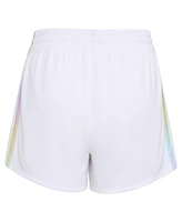 adidas Big Girls Elastic Waistband Gradient 3-Stipe Pacer Mesh Shorts