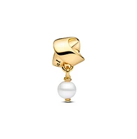 Pandora Treated Freshwater 14K Gold-Plated Dangle with Ribbon Charms