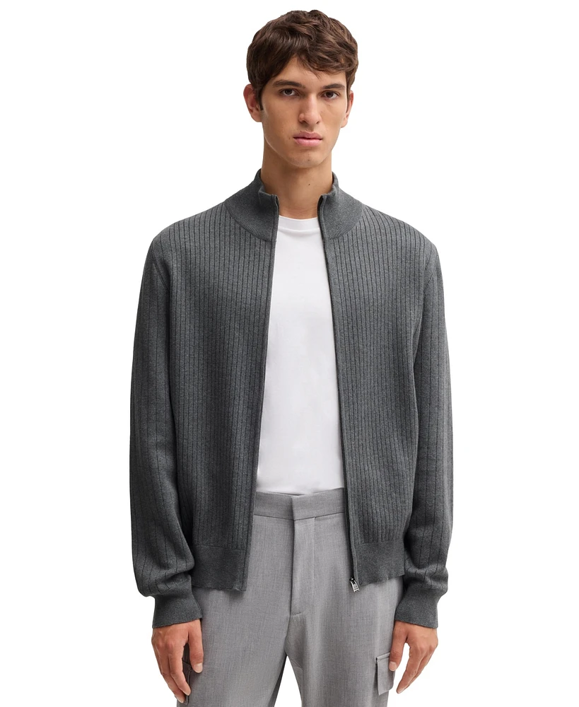 Boss by Hugo Men's Knit Pinstripe Zip-Up Cardigan