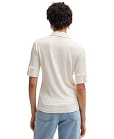Boss by Hugo Boss Women's Ribbed Polo-Collar T-Shirt