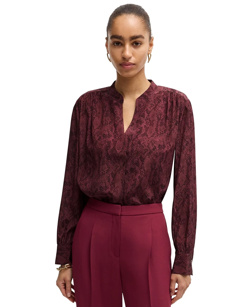 Boss by Hugo Boss Women's Snake-Print Silk Regular-Fit Blouse
