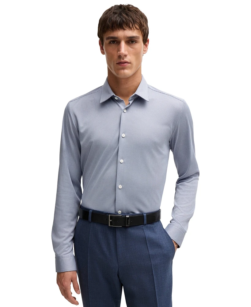 Boss by Hugo Boss Men's Patterned Performance Slim-Fit Dress Shirt