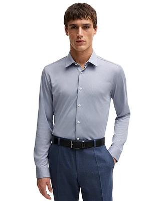 Boss by Hugo Boss Men's Patterned Performance Slim-Fit Dress Shirt