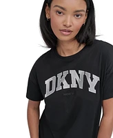 Dkny Sport Women's Glitter Logo Varsity T-Shirt