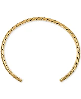 Esquire Men's Jewelry Woven Style Cuff Bangle Bracelet in Gold-Tone Ion Plated Stainless Steel, Exclusively at Macy's