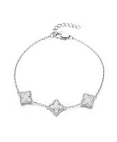 Adornia Silver White Mother of Pearl Flower Bracelet
