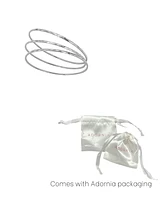 Adornia Silver Hammered 3mm Bangle Set