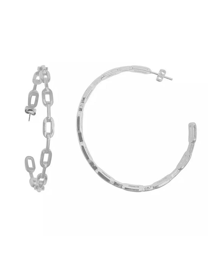 Adornia Silver Link Hoop Earrings