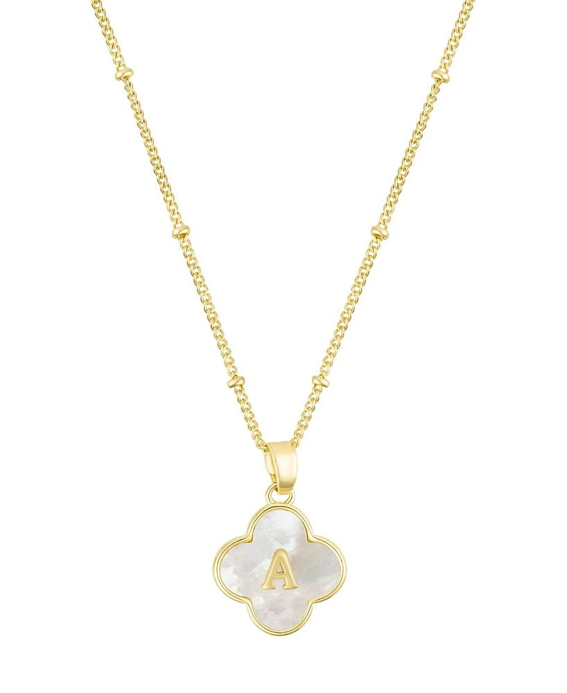 Adornia Gold Mother of Pearl Initial Clover Necklace - White