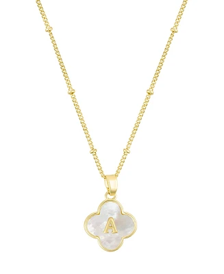 Adornia Gold Mother of Pearl Initial Clover Necklace - White