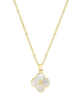 Adornia Gold Mother of Pearl Initial Clover Necklace - White