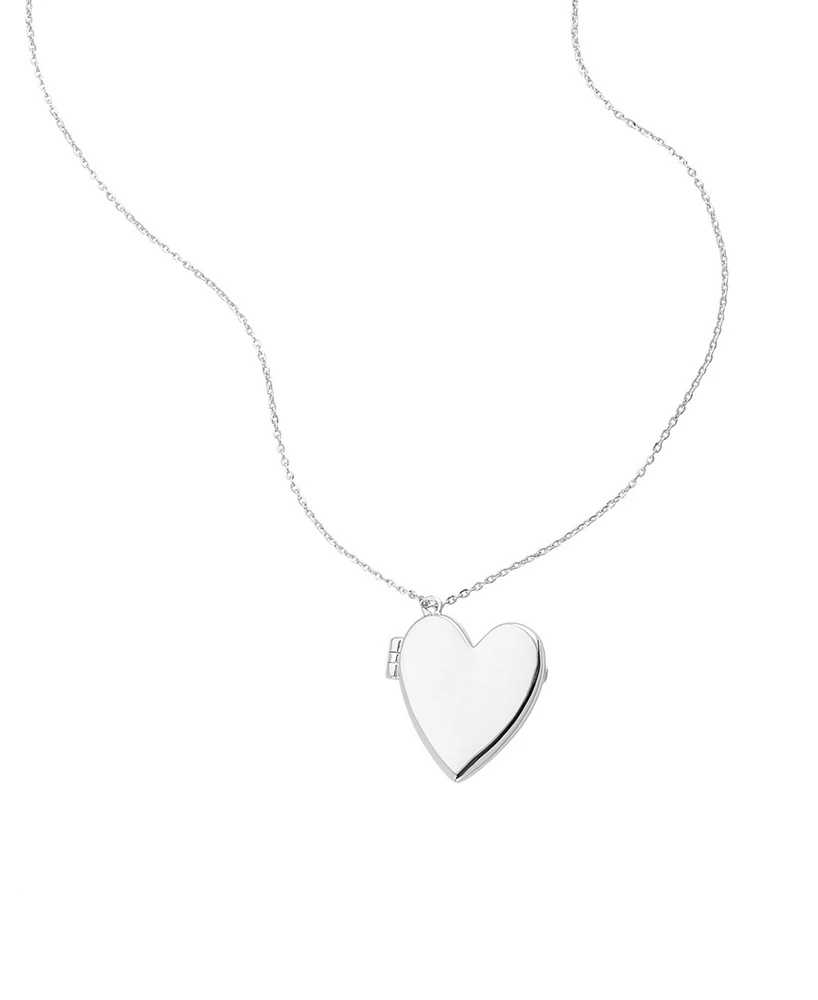 Adornia Silver Heart Locket Necklace