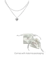 Adornia Silver Paper Clip and Figaro Heart Chain Set