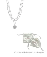 Adornia Silver Oval Link Chain and Coin Pendant Layered Necklace