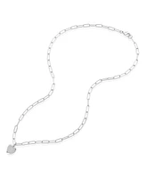 Adornia Tarnish Resistant Silver Heart Charm Paper Clip Chain Necklace