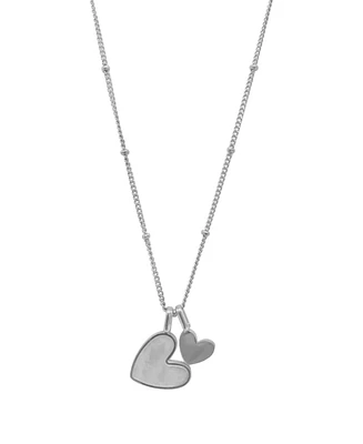 Adornia Tarnish Resistant Silver Mother of Pearl Heart Charms Necklace