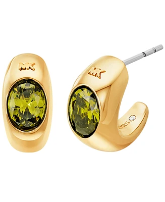 Michael Kors 14K Gold-Plated Brass Oval Stone Hoop Earrings