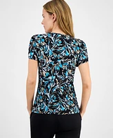 Ak Anne Klein Women's Printed Tulip-Sleeve Top