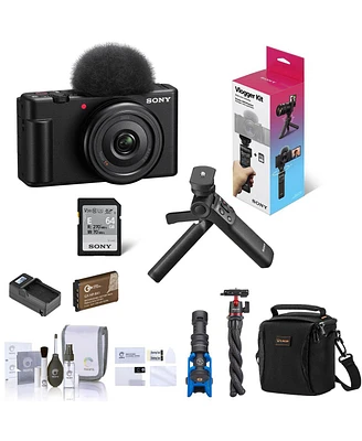 Sony Zv-1F Vlogging Camera, Black Bundle with ACCVC1 Vlogger Accessory Kit, Shotgun Mic, Tripod, Shoulder Bag, Extra Battery, Charger, Screen Protecto