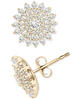Wrapped in Love Diamond Flower Cluster Stud Earrings (1 ct. t.w) in 14k Gold, Exclusively at Macy's