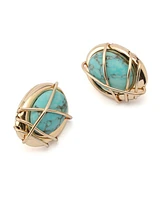 Robert Lee Morris Soho Turquoise Stone Button Clip-On Earrings