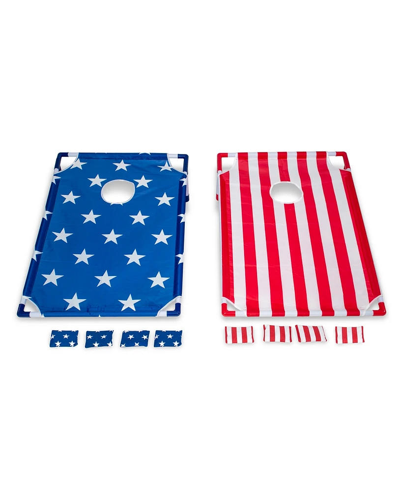 PoolCandy Stars Stripes Portable Cornhole Toss Set with Carrying Case
