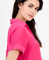 Ak Anne Klein Petite Collared Button-Front Shirt
